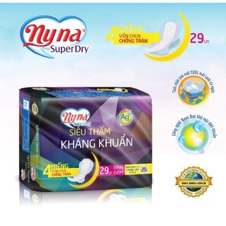  Băng Vệ Sinh NYNA Ban Đêm 4 Miếng Dài 29cm Siêu Thấm Kháng Khuẩn  LỐC 6 GÓI  