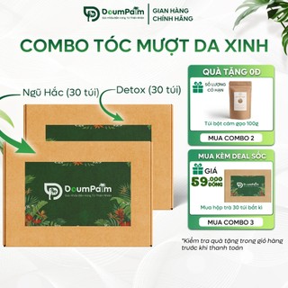 Combo tóc mượt da xinh trà ngũ hắc và trà dưỡng nhan - kích thích mọc tóc, hỗ trợ mọc tóc nhanh khoẻ- doumpalm