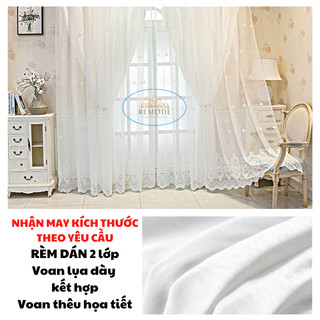 Rèm voan lụa dày MÀU TRẮNG không xuyên thấu 1 lớp, 2 lớp trang trí cửa sổ phòng ngủ phòng khách. Nhận MAY THEO YÊU CẦU