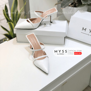 Giày guốc nữ mũi nhọn 6cm da vân caro thời trang MYSS - SU81