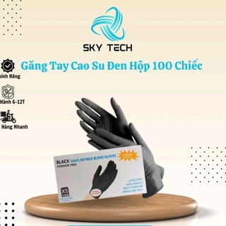 Bao Tay Cao Su  Y Tế Đen Không Bột hộp 100 chiếc ( 50 đôi). Găng Tay Đen Siêu Dai Sử Dụng Trong Tóc Spa Phun Xăm Thẩm Mỹ