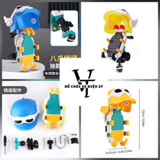 kẹp điện thoại con vịt (mũ vàng) chống rung lắp cho xe điện và xe máy