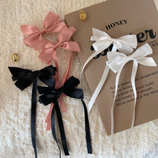 1pcs Nơ kẹp tóc satin tua dài đuôi vát chéo cho nữ cute NT669