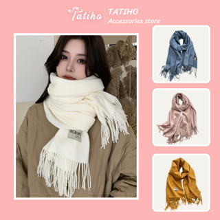 Khăn len choàng cổ unisex trơn basic nhiều màu, Khăn choàng cổ cashmere phối tua rua thời trang Hàn Quốc - Mã LN038