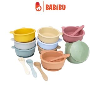Bát ăn dặm bằng silicon kèm thìa, bát silicon Mumbebe, có đế hít chống đổ cho bé
