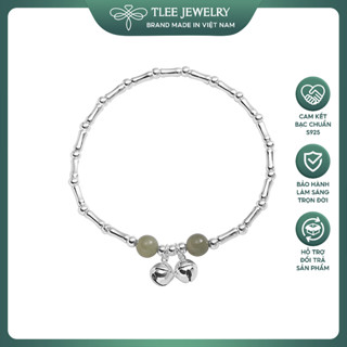  Lắc tay bạc nữ TLEE Charm đốt trúc mix đá ngọc hòa điền tự nhiên và đôi chuông bạc nữ tính TLEE JEWELRY LT0239 