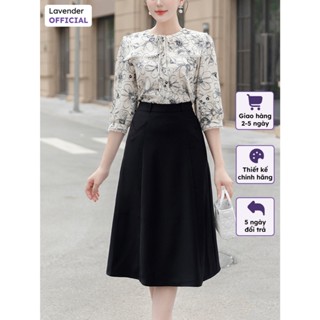 Chân váy công sở nữ LAVENDER màu đen túi V dáng xòe mềm mại CV3084