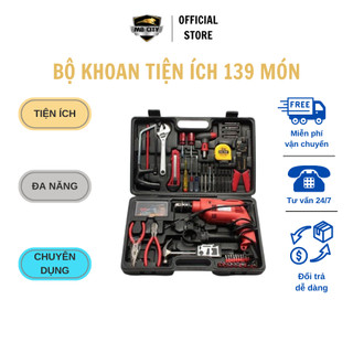 Bộ khoan tiện ích 139 món - tặng kèm bộ lưỡi cắt gicoly ( bảo hành 12 tháng )