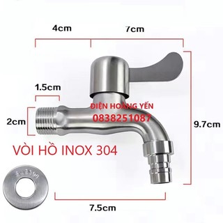vòi hồ inox304 không gỉ, có mỏ, xả xô , sân vườn,máy giặt, tưới cây inox 304, vòi ren 21