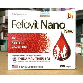 Fefovit Nano bổ sung sắt và vitamin giảm thiếu máu do thiếu sắt, hỗ trợ quá trình tạo máu quá trình tạo hồng cầu 100vie