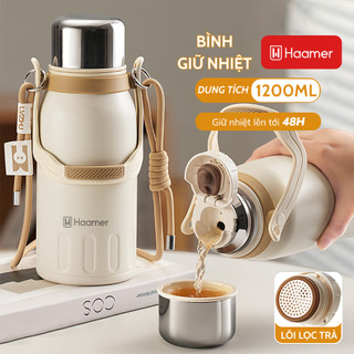  Bình Giữ Nhiệt Haamer Inox 316 An Toàn Thực Phẩm Ly Giữ Nhiệt Lên Tới 48H 1200ML Nắp Tách Thành Cốc Tiện Lợi - B007 