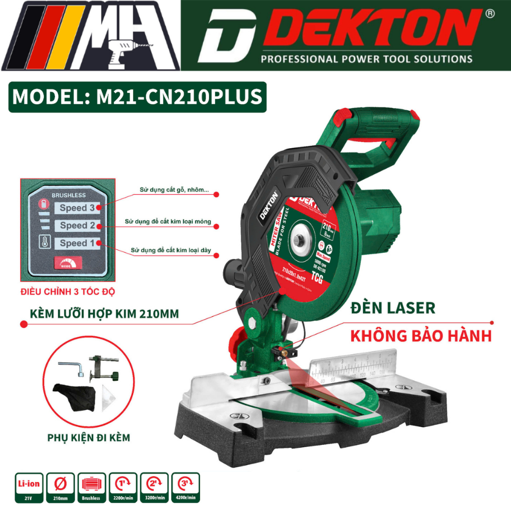 Máy Cắt Đa Năng Dùng Pin Dekton M21-CN210PLUS, 21V Không Chổi Than, Lưỡi 210mm, Cắt Sắt, Nhôm, Gỗ, C