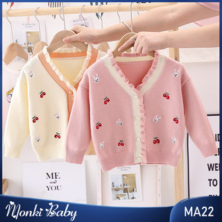 Áo khoác len cardigan bé gái cao cấp, chất len dày mềm mịn, giữ ấm tốt, dáng thời trang, họa tiết xinh thêu nổi | MA22