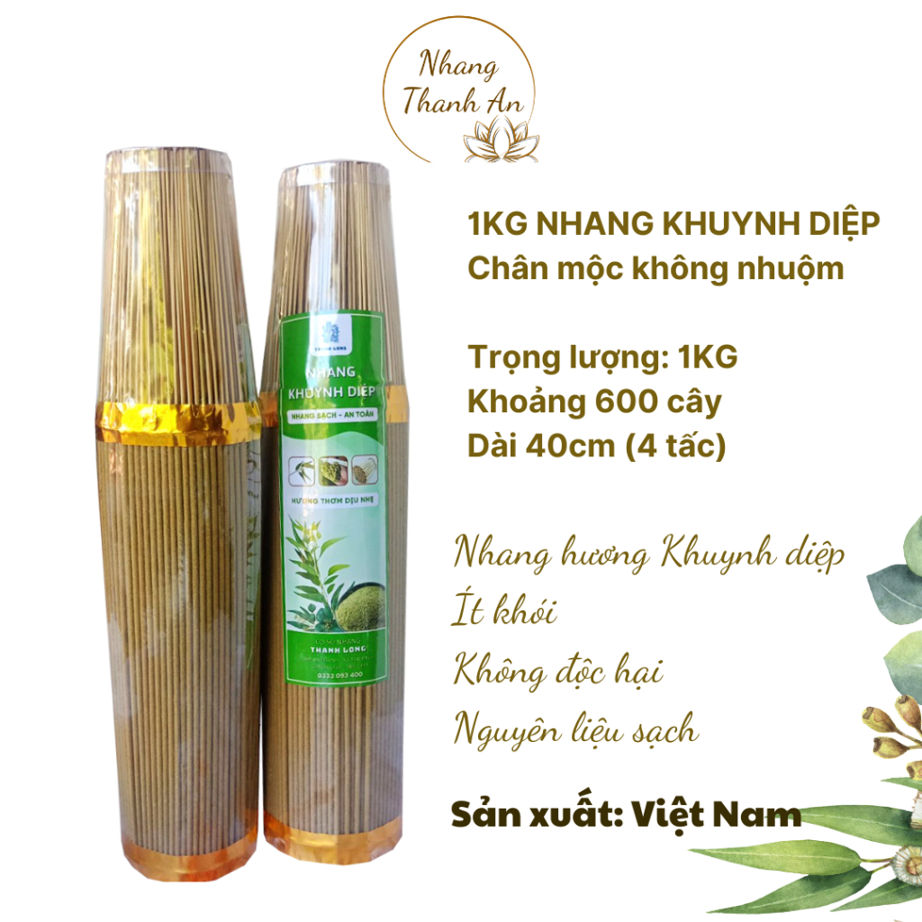 1KG Nhang Khuynh Diệp 4 tấc Nhang thơm từ lá Khuynh diệp tự nhiên chân mộc không nhuộm Nhang Thanh A