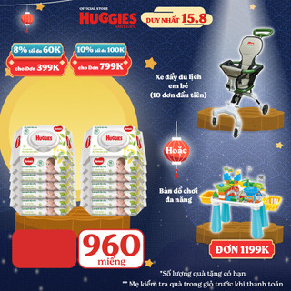 Thùng 12 gói Khăn ướt Huggies không mùi (80 miếng/gói)