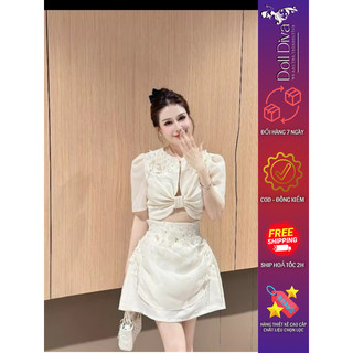 S50 Set Áo Mix Chân Váy Đính Kết Siêu Sang Doll Diva