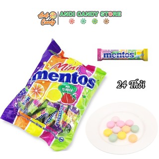 Kẹo nhai hương trái cây mentos mini cầu vồng 24 thỏi