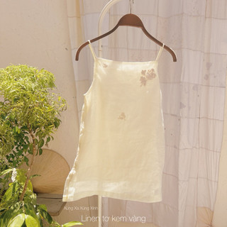 | 0303 studio | áo linen 2 dây cổ thuyền linen- dòng Lam Khuê