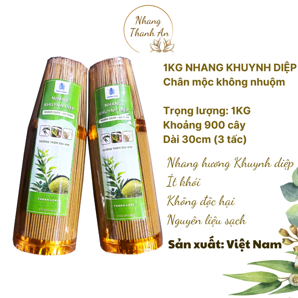 1KG Nhang Khuynh Diệp 3 tấc Nhang thơm từ lá Khuynh diệp tự nhiên chân mộc không nhuộm Nhang Thanh A