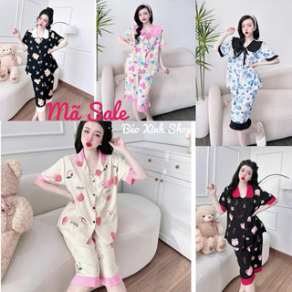 [Sale Xả Kho Lửng 100k] Đồ Ngủ Pyjama Lửng Vải Lụa Nhật Bigisize 50-100kg Béo Xinh Shop