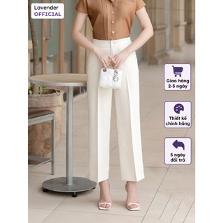 Quần âu nữ màu kem lavender ống suông basic chất co giãn nhẹ q1347