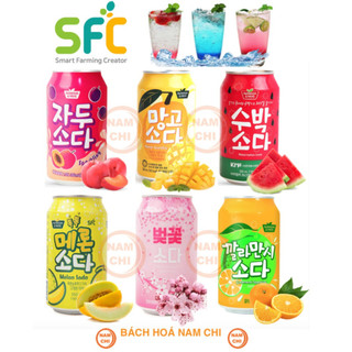 (ĐỦ 5 VỊ) Nước Uống Có Gas SFC Soda Sparkling Vị Cam Mận Xoài Dưa Hấu Dưa Lưới 350ml