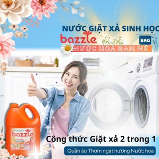 Nước giặt xả sinh học Bazzle hương nước hoa đam mê can 3kg - 2 Lít 9 tiết kiệm nước lưu hương nước hoa đam mê của DOWNY