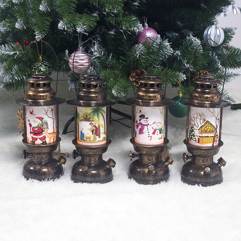 Mô Hình Đèn Dầu Lớn Xài Pin DEN02 Trang Trí Noel Giáng Sinh