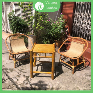 (Combo siêu hời) Bộ bàn ghế mây sò tự nhiên nhỏ gọn, tiện lợi phù hợp bộ Cafe / ban công gia đình / Homestay