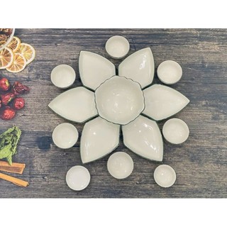 Bộ bát đĩa hình thoi Bát Tràng.