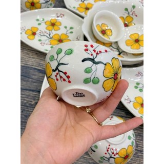 Bộ bát đĩa hình thoi Bát Tràng.