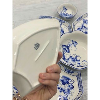 Bộ bát đĩa hình thoi Bát Tràng.