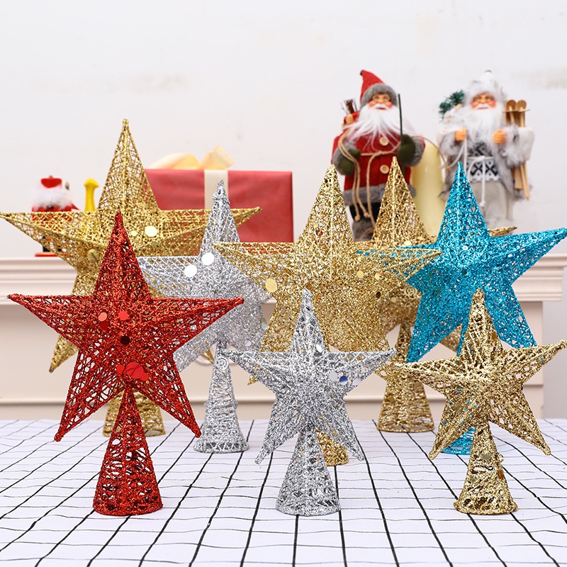 Ngôi Sao Đỉnh Đính Nhũ SD08 Trang Trí Cây Thông Noel Phụ Kiện Giáng Sinh