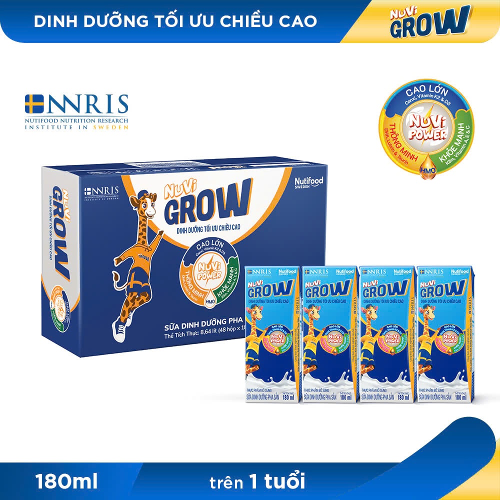 Thùng 48 hộp sữa pha sẵn Nutifood NuVi Grow 110ML/ 180ML  (> 2 tuổi) - Thương Hiệu NUTIFOOD - AZAGO
