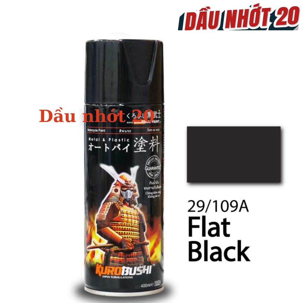 [Tặng nhám P800] Sơn xịt Samurai 109A đen nhám, đen phẳng, đen mờ ( Flat Black) 400ml