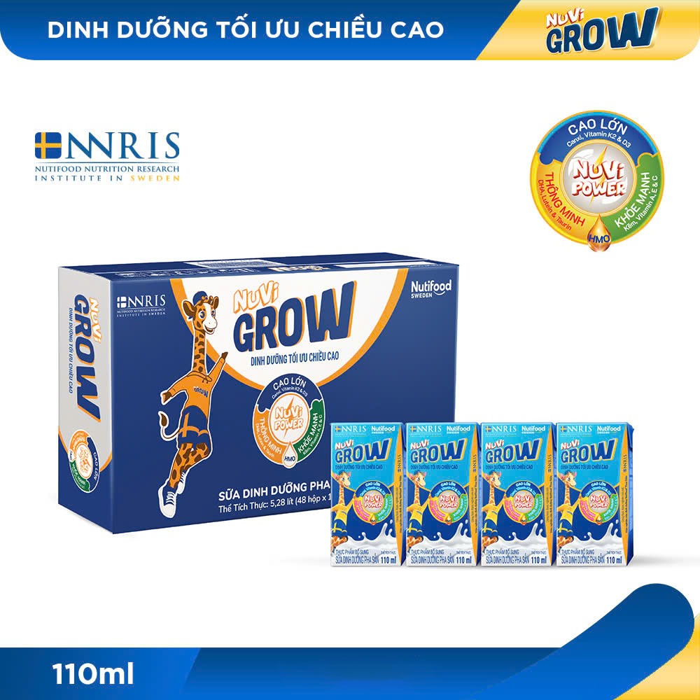 Thùng 48 hộp sữa pha sẵn Nutifood NuVi Grow 180ML (> 2 tuổi) - Thương Hiệu NUTIFOOD - AZAGOHN
