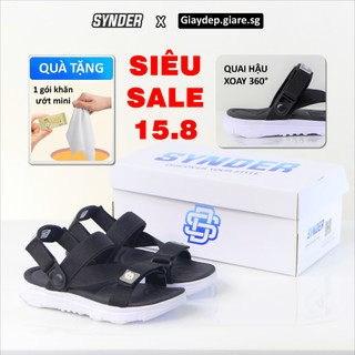 Fullbox-Sandal-giày quai hậu SYNDER phiên bản nâng cấp SD2-màu đen đế trắng