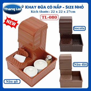 Ống Đựng Đũa Có Nắp Kèm Hộp Giấy Và Khay Gia Vị TL080 – Nhựa Thắng Lợi | Combo 3 Trong 1 – Nhỏ Gọn – Chống Bụi
