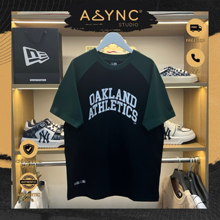 (Auth) Áo Thun New Era x MLB As Oakath Màu Đen Tay Rêu | CODE: 14397984 - Async Studio