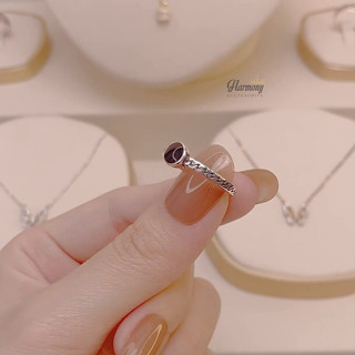 Set nhẫn đá đen và retro chéo nữ bạc 925 cao cấp | HARMONY ACCESSORIES N66 N67