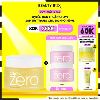 [Voucher 20K][Duy nhất 15.8](Bản Vegan) Sáp Tẩy Trang Thuần Chay Banila Co Cho Da Khô Clean it Zero Nourishing Cleansing