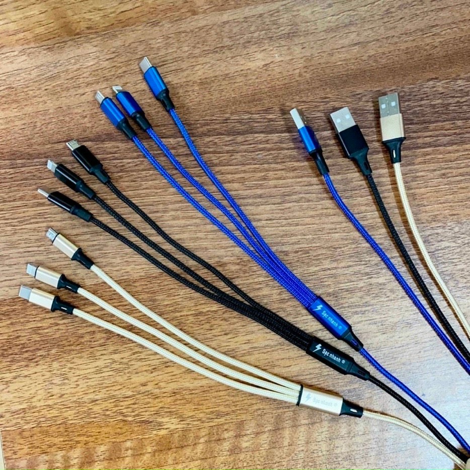 Cáp sạc dù 3 đầu 3 cổng sạc chống rối chống đứt 1,2m - CITYCASE