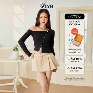 Áo thun body LYB kiểu lệch vai tay dài phong cách