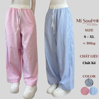 Quần Dài Harem Kẻ Sọc Phối Cạp Trắng Dây Rút BigSize MiSoul, Quần Kẻ Túi Hộp Dáng Thụng MiSoul 309