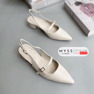 Giày nữ mũi nhọn da bóng trơn 3cm khóa cài sau gót thời trang MYSS - CG161