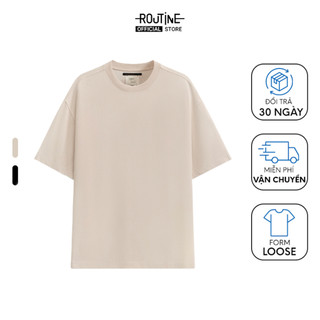 Áo thun nam tay ngắn coffee cổ tròn trơn form loose - routine 10s24tss007