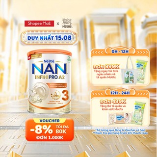 Sữa bột Nestlé NAN INFINIPRO A2 3 800g nhập khẩu Thụy Sĩ với đạm quý A2 & 5HMO giúp tiêu hóa tốt, đề kháng khỏe