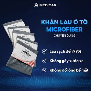 Khăn lau xe ô tô cao cấp 100% Microfiber Medicar, thấm hút vượt trội, khô nhanh, không gây xước xe và không đổ lông