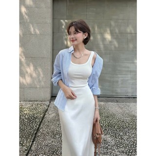 Áo sơ mi khoác sọc xanh oversize