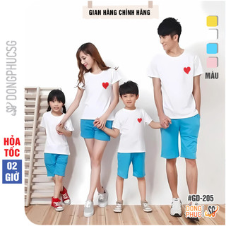 Áo gia đình mẫu trái tim nhỏ thun cotton mềm mịn đủ size cho bố mẹ và bé trai gái nhiều màu GD205